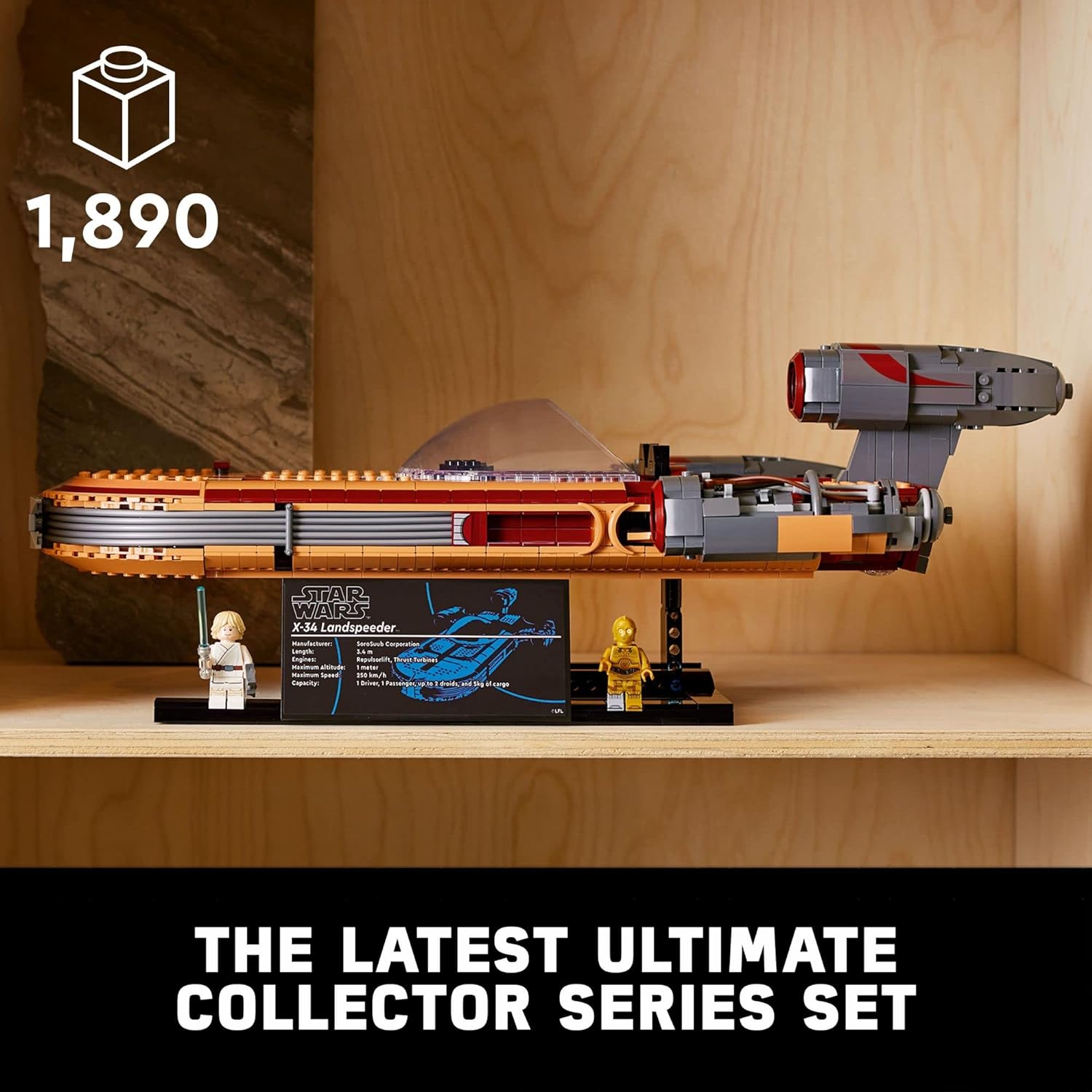 LEGO Star Wars Luke Skywalker's Landspeeder 75341, Ultimate Collector Series Star Wars Building Kit for Adults, Includes Luke Skywalker Lightsaber and C-3PO Minifigure, Gift Idea for Star Wars Fans