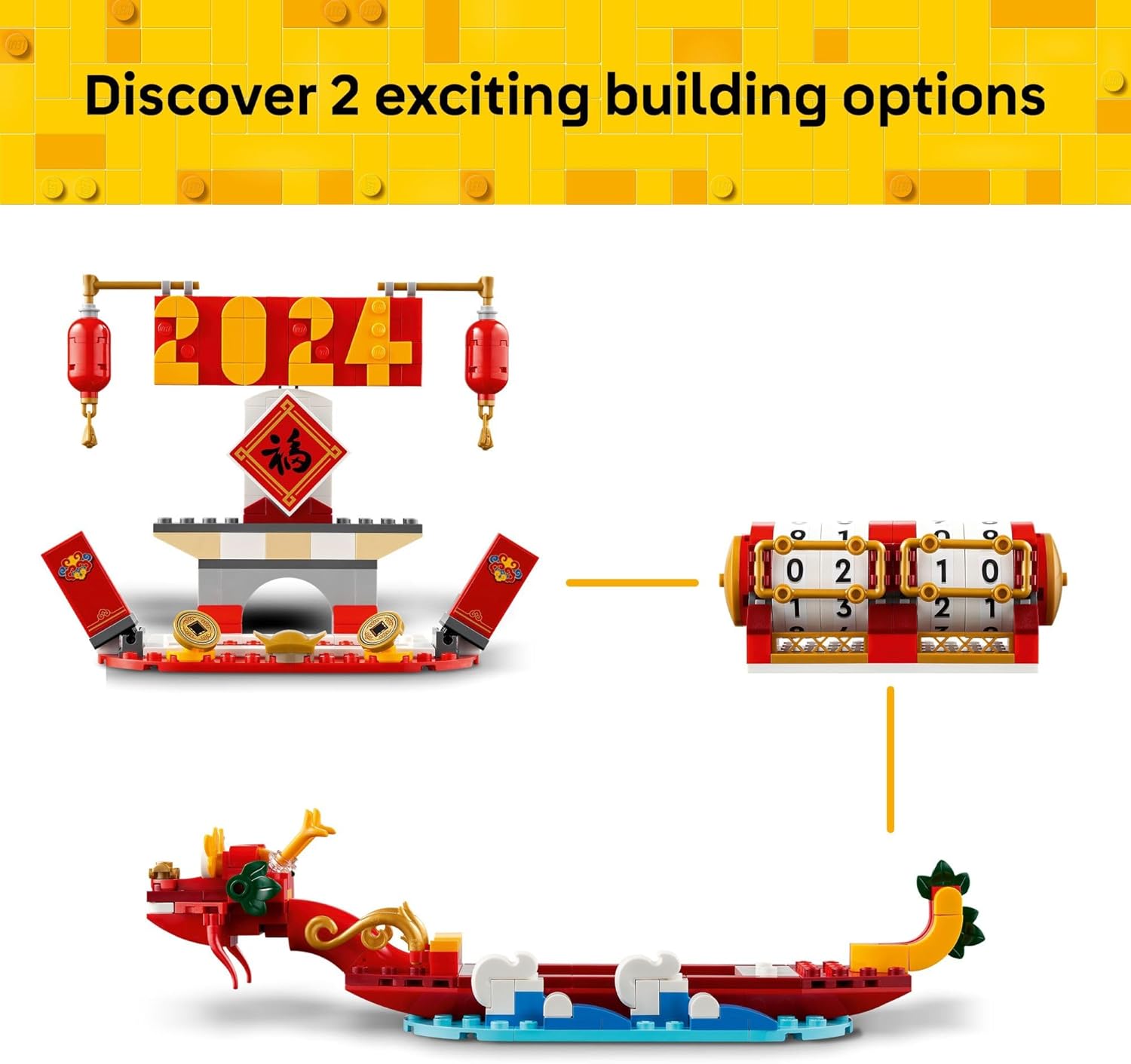 LEGO Festival Calendar - Lunar New Year Building Toy for Kids, Boys and Girls, Ages 10+ - Dragon Boat Festival Learning & Educational Toy - with Calendar for Holiday Decorations - 40678