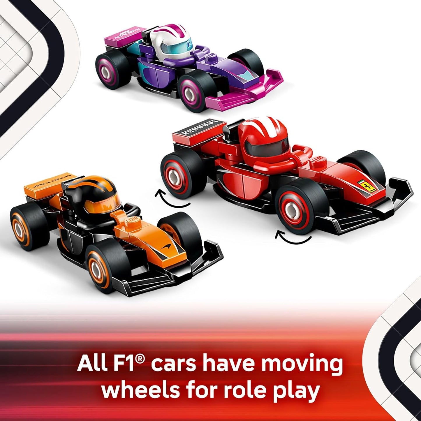 LEGO F1 Collectible Race Cars, 6 Pack - Building Set for Boys & Girls, Ages 6+ - Birthday Party Favor or Gift - Mystery Box W/Surprise F1 Car Toys - Travel Toys for Kids - 66796